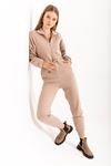 3 Thread Fabric Zipper Detailed Women's Jumpsuit - Mink