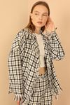 Channel Woven Fabrics Long Sleeve Hip Height Wide Fit Women Jacket - Ecru