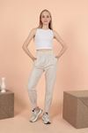 Linen Striped Elastic Waist Trousers-Fuchia