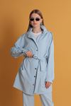 Women's Baby Blue Jacket with Stone Epaulettes