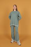 Women's Knitwear Suit with Line Detail-Mint