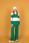 Half Herringbone Collar Women's Knitwear Suit-Green