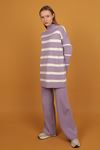 Striped Knitwear Set-Lilac