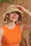 Hand Knitted Women's Straw Hat-Beige