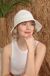 Hand Knitted Women's Straw Hat-White