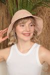 Hand Knitted Women's Straw Hat-Powder