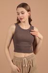 Camisole Fabric Halter Neck Women's Blouse-Brown