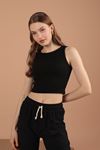 Camisole Fabric Halter Neck Women's Blouse-Black