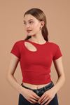 Camisole Drop Neck Women's Short Sleeve Blouse-Red