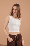 Camisole Fabric Snap Fastener Women's Blouse-Ecru