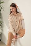 Jacquard Fabric Satin Women's Shirt-Stone 