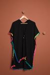 Colorful Tassel Women's Pareo-Black