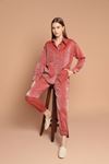 Shiny Fabric Women's Suit-Brick 