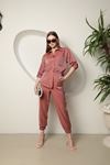 Shiny Fabric Women's Suit-Rose 