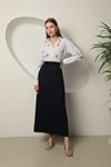 Knitted Fabric Women's Skirt-Navy Blue