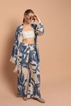 Viscose Fabric Women's Kimono Set-Blue