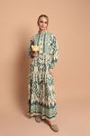 Viscose Fabric Ethnic Pattern Women's Dress-Green