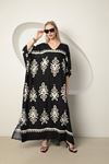 Viscose Oversize Women's Dress-Black-White