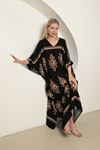 Viscose Printed Oversize Women's Dress-Black/Stone