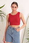 Camisole Fabric Halter Neck Sleeveless Women's Blouse-Red