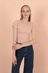 Camisole Fabric Short Sleeve Basic Women's Blouse-Light Pink