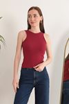 Camisole Fabric Halter Collar Women's Blouse-Burgundy