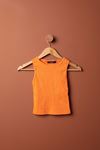 Camisole Fabric Piping Crew Neck Sleeveless Women's Blouse-Orange