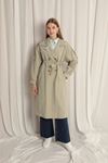 Woven Fabric Liquid Proof Women's Mint Trench Coat