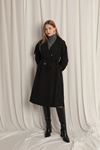 Woven Fabric Liquid Proof Women's Black Trench Coat