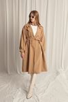 Woven Fabric Liquid Proof Women's Tan Trench Coat