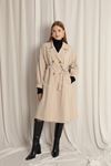 Woven Fabric Liquid Proof Women's Stone Trench Coat