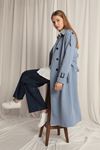 Woven Fabric Waterproof Indigo Women's Trench Coat