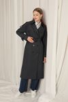 Woven Fabric Liquid Proof Women's Navy Blue Trench Coat