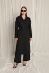 Woven Fabric Waterproof Black Women's Trench Coat