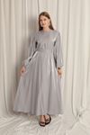 Shiny Fabric Plain Women's Gray Dress