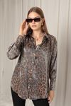 Shiny Fabric Leopard Pattern Women's Shirt