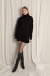 Knitwear Fabric Turtleneck Sweater Black Skirt Set