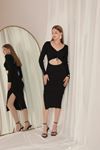 Knitwear Fabric Women's Black Dress