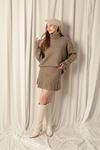 Knitwear Fabric Turtleneck Sweater Mink Skirt Set