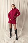 Knitwear Fabric Turtleneck Sweater Plum Skirt Set