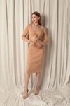 Knitted Fabric Beige Women's Dress