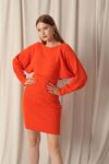 Dark Orange Dress Set with Knitted Fabric Sweater