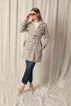 Woven Fabric Liquid Proof Back Buttoned Women's Stone Trench Coat