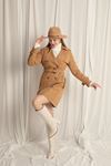 Woven Fabric Liquid Proof Back Buttoned Women's Tan Trench Coat