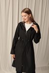 Bondig Fabric Waterproof Women's Black Trench Coat