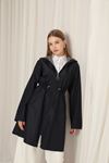 Bondig Fabric Waterproof Women's Navy Blue Trench Coat