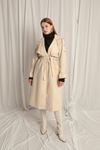 Woven Fabric Waterproof Buttoned Women's Beige Trench Coat