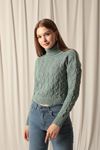 Knitwear Fabric Knit Detailed Women's Mint Sweater