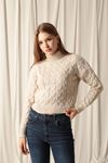 Knitwear Fabric Knit Detailed Women's Stone Sweater