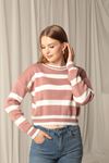 Knitwear Fabric Striped Women's Dusty Rose Sweater